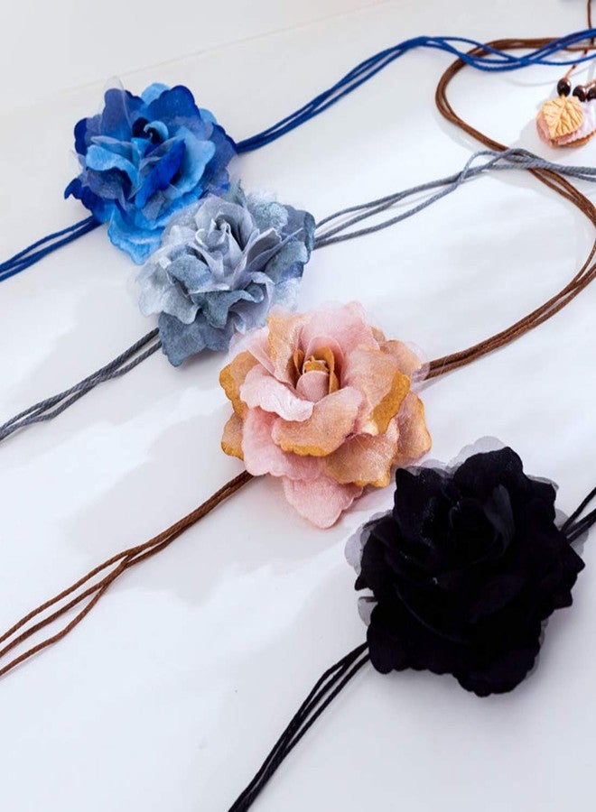 Idopy Women`s Bohemia Wedding Floral Artificial Flower Belt For Dress Sash With Braid Rope Grey - Image 4